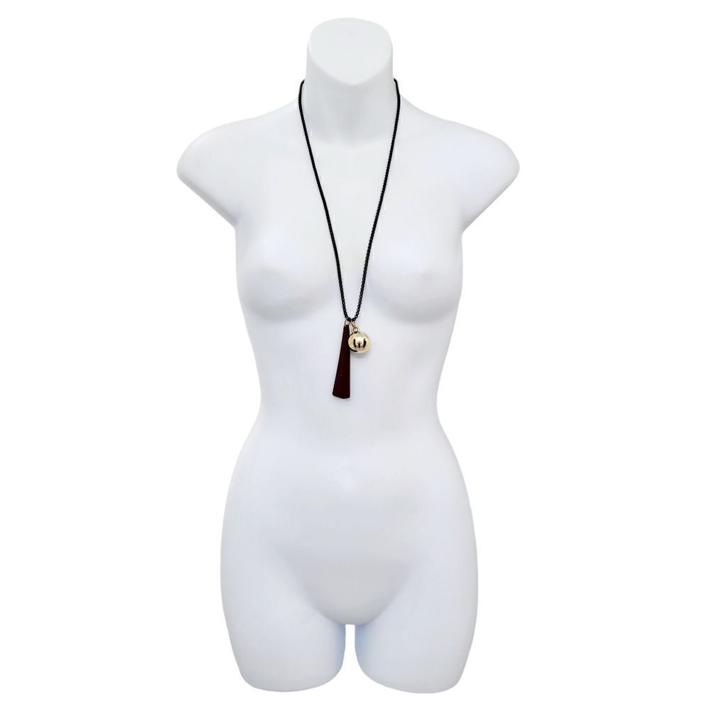 Brand New Black Chain With Gold Ball Necklace
